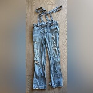 BDG Light Blue Distressed Suspender Jeans in size 27
